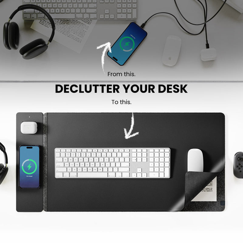 Leather Desk Pad - Alfombrilla de Ratón Magnética Inalámbrica de